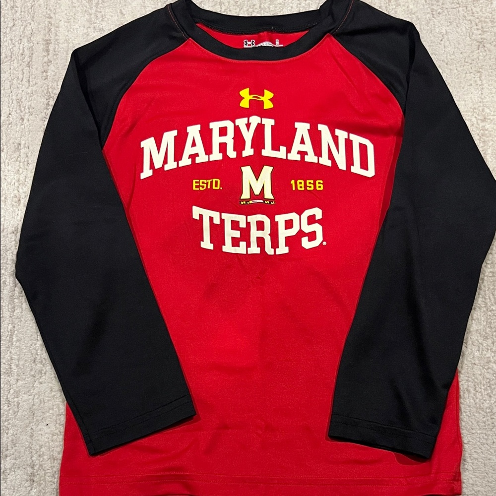 Under Armour Kids Red and Black Long Sleeve Tee